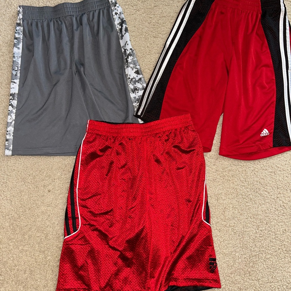 Adidas Kids Red and Gray Shorts Set